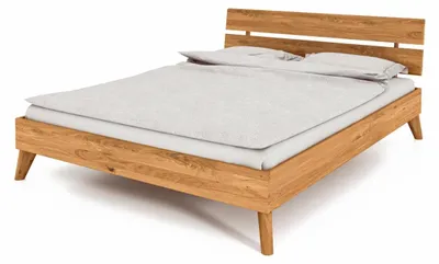 Produktbild von Bett Gerg 2 Sonderlänge 80x210 Wildeiche massiv mit Holzkopfteil und Holzbeinen