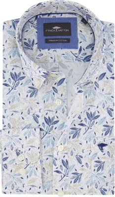 Produktbild von Fynch Hatton Hemd blau beige bedruckt mit Button-Down-Kragen