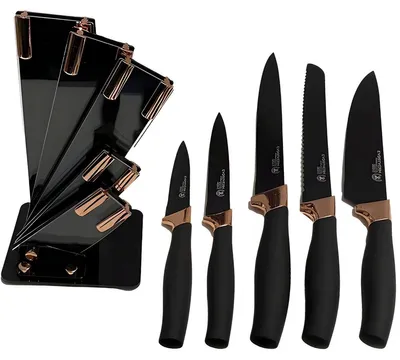 Produktbild von Küchenmesserset Messerset Kochmesser - 6-teilig - Gerade Klingen - Edelstahl - Schwarz