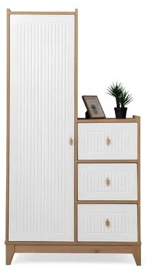 Produktbild von Kleiderschrank Weiße Holz Schrank Design Kinderzimmer Neuheit