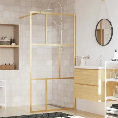 Produktbild von "2026 Promotion" Duschwand für Begehbare Dusche ESG Klarglas Golden 115x195cm - Duschabtrennungen CC1745