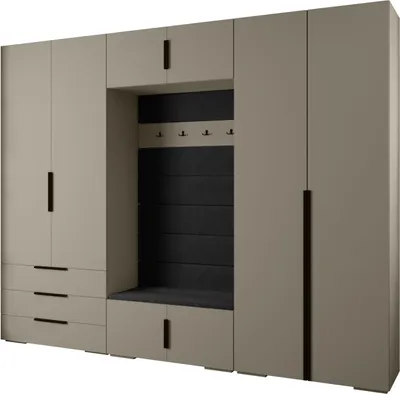 Produktbild von MEBLE KRYSPOL Inova 1 Möbelset Garderobe, 236,7x300x47cm - Kaschmir, Manila 18, Schwarz