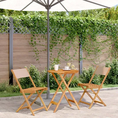 Produktbild von Maison Exclusive - 3-tlg. Bistro-Set Taupe Stoff und Massivholz