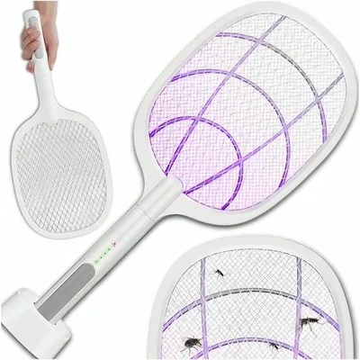 Produktbild von Elektrische Insektenklatsche 2in1 UV Lampe 2500V Akku 1200 mAh Mit Ladestation Fliegen Muecken