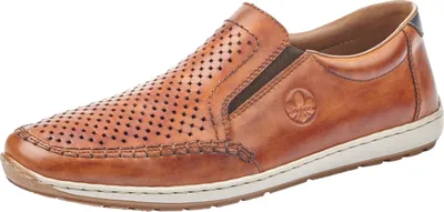 Produktbild von Rieker Herren Slipper Leder Halbschuh Lochmuster Stretch 08868, Größe:41 EU, Farbe:Braun