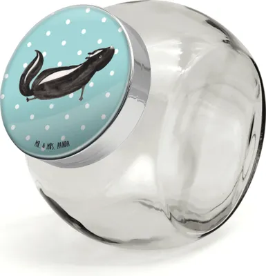 Produktbild von Mr. & Mrs. Panda Kaffeedose Stinktier Yoga L 870ml - Türkis Pastell - Geschenk, Bonboniere, Frischhaltedose, Raubtier, Vorratsbehälter, Liebe, Vorratsglas, Wildtier