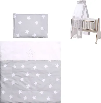Produktbild von Lorelli Baby-Bettwsche 7-teiliges Set First Dreams Decke Kissen Laken Himmel grau