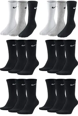 Produktbild von 18 Paar Nike Herren Damen Socken SX4508 - Farbe: grau / schwarz / schwarz - Größe: 34-38