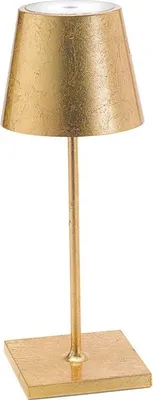 Zdjęcie produktu dla Lampa stołowa LED Zafferano Poldina Pro Mini Gold Leaf z możliwością ładowania i ściemniania, z czasem pracy baterii do 12 godzin