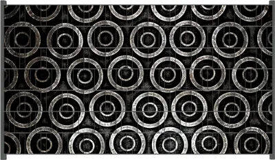 Produktbild von Wallario Zaunsichtschutz mit Motiv Abstraktes Kreismuster in schwarz und silber für Ein- und Doppelstabmatten Zäune in der Größe 250 x 140 cm