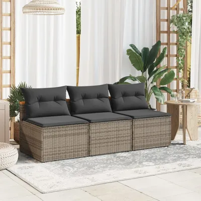 Produktbild von Gartensofas ohne Armlehnen mit Kissen 2 Stk. Grau Poly Rattan - Gartensofas 365833