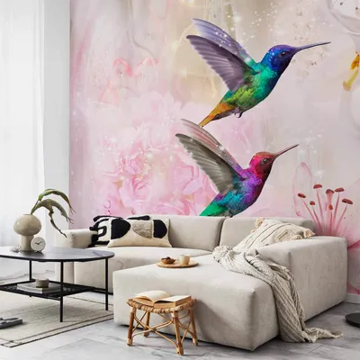 Produktbild von Selbstklebende Folie Fototapete - Colourful Hummingbirds (Pink) 245x175 cm Tiere g-B-0068-a-b