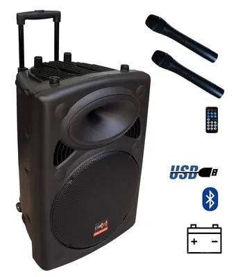 Produktbild von E-Lektron EL38-M 900W mobile PA Sound Anlage Akku-MP3-USB-SD-Bluetooth inkl. Funkmikrofone Soundsystem - EL815860