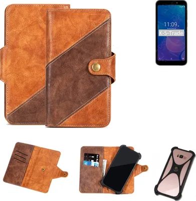 Produktbild von K-S-Trade Handy-Hülle Schutz-Hülle Bookstyle Case Wallet-Case kompatibel mit Meizu C9 Pro Handy Cover Bumper Kantenschutz Smartphone dunkelbraun