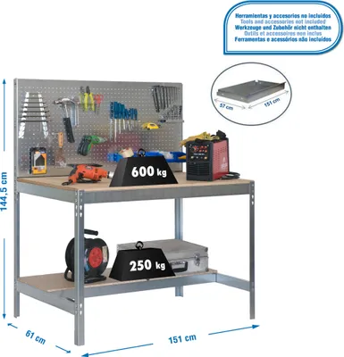 Image de Etabli Simonwork Bt2 1500 Galva/bois Galva/bois 1445x1510x610 - Simonrack