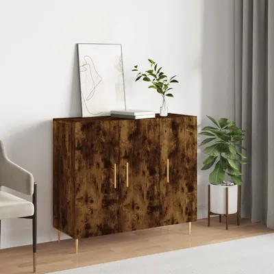 Produktbild von The Living Store Sideboard Räuchereiche 90x34x80 cm Holzwerkstoff
