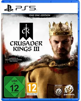 The image shows the front cover of the PlayStation 5 game 'Crusader Kings III Day One Edition'.