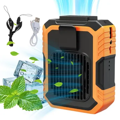 Produktbild von Tragbarer Handventilator Mini-Taillenventilator, 2 in 1 Ventilator 4000mAh Akku Wiederaufladbar Starker Luftstrom, 3 Geschwindigkeiten USB-Anschluss