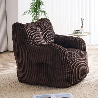 Produktbild von Sitzsack Sessel aus Cord – XXL Bean Bag Chair mit Memory Foam Füllung, Weicher Lounge Sessel für Wohnzimmer, Schlafzimmer, Braun