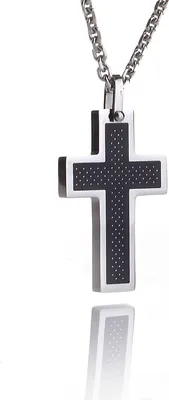 Produktbild von Karisma Edelstahl Anhänger Kreuz PVD Schwarz mit Kette Länge 50 cm