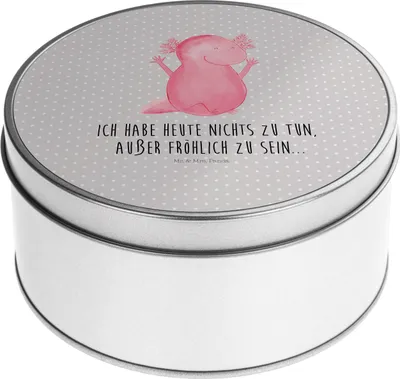 Produktbild von Mr. & Mrs. Panda Kaffeedose Axolotl Hurra - Grau Pastell - Geschenk, Dose, Vorratsdosen, Motivation, keksdosen, Keksdose, Spaß, Metallbox, Lurch