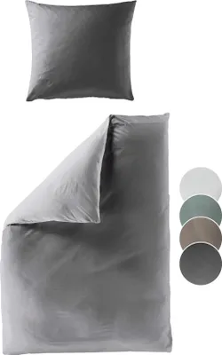 A pillowcase and a duvet cover are displayed against a white background, with swatches of different colors shown to the right.