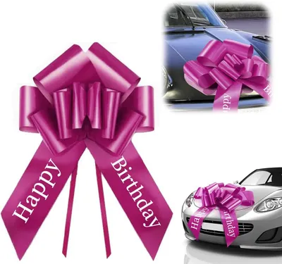 Productafbeelding van XXL auto strik (76cm) - Grote geschenkstrik voor auto - Kerstmis & huishouden - Roze - Uniek