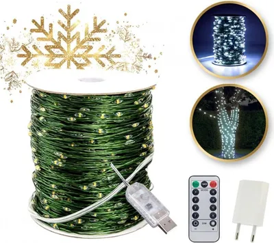Obrázok produktu pre Vonkajšie vianočné osvetlenie 1000 LED 100m studená biela pre dekoráciu LAMP35B