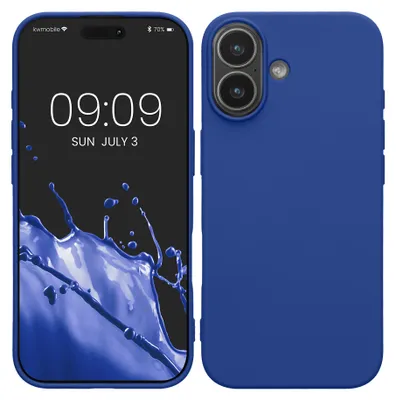 Produktbild von kwmobile Hülle kompatibel mit Apple iPhone 17 Hülle - gummierte TPU Silikon Handyhülle - Schutzhülle für kabelloses Laden - Case in Baltik Blau