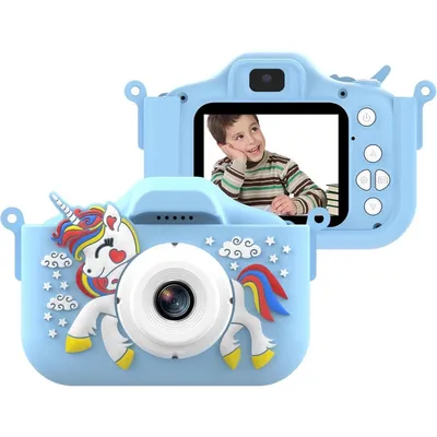 Produktbild von Minicee Kinderkamera HD 1080P – Sofortbildkamera mit 64GB Blau Einhorn