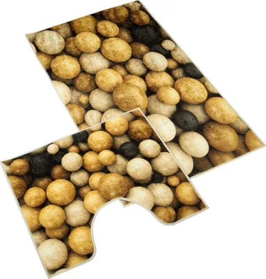 Produktbild von Badematten-Set 3D 60x100+60x50cm Holzkugeln