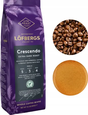 Obrázok produktu pre Lofbergs Crescendo tmavé tvrdé praženie zrnkovej kávy Arabica 400g