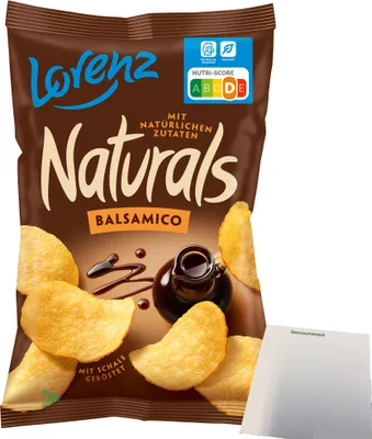 Produktbild von Lorenz Naturals Balsamico Chips Kartoffelchips geröstet (95g Beutel) + usy Block