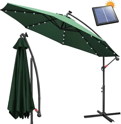 Produktbild von Alu Ampelschirm 300 350cm | Sonnenschirm mit Kurbel | Aluminium Gartenschirm UV-Schutz | Kurbelschirm mit Ständer Marktschirm wasserdicht