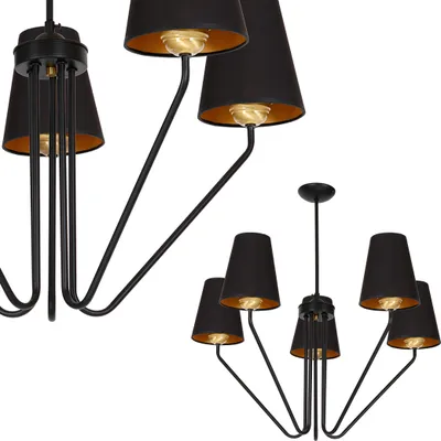 Produktbild von Kronleuchter Victoria Black 5Xe27 Deckenlampe Deckenleuchte