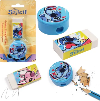 Produktbild von DISNEY Stitch Schulbedarfs SET: Bleistiftspitzer, Buntstiftspitzer + Radiergummi
