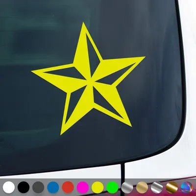 Produktbild von PantherPixel Stern Aufkleber Nautischer Kompass Seefahrt Sticker Auto Geschenkidee Farbe Neon-Gelb