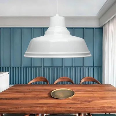 Produktbild von Opviq, Hochwertiger Kronleuchter, Metallkörper, Ø 31 cm, Höhe 120 cm, E27 Fassung max. 40 W, Weiß, Industrie-Design, ideal für moderne Wohn- und Arbeitsräume.