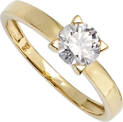 Produktbild von Solitär Ring Damenring mit Zirkonia 333 Gold Gelbgold Fingerschmuck Innenumfang 54mm  Ø17.2mm