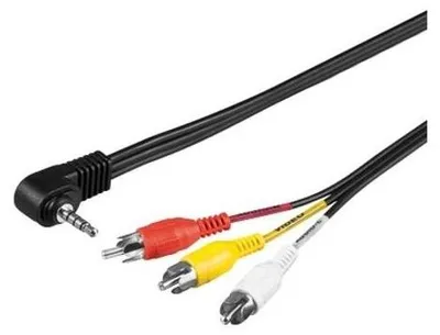 Zdjęcie produktu dla Audio/Video kabel Jack (3.5mm) samec - 3x CINCH samec 1.5m 4-pólovy jack 90° černý