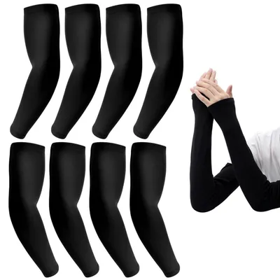 Obrázok produktu pre Rukávy na ochranu pred slnkom, 4 páry, pánske/dámske, s UV ochranou, kompresné, čierne, nylon, UPF 50+