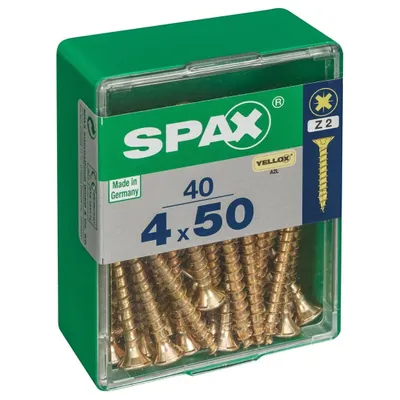 Immagine prodotto di Set di 40 viti in acciaio a testa svasata pozidriv SPAX, Diam.4 mm x L.50 mm