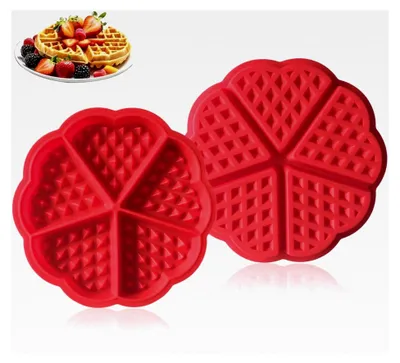 Produktbild von Silikon-Waffelformen, 2 Stück Herzform Mini-Muffinform für Airfryer, Antihaftbeschichtet und Wiederverwendbar