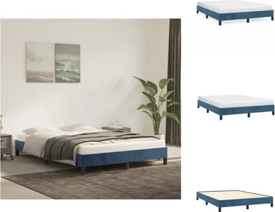 Obrázok produktu pre vidaXL Rám postele tmavomodrý 140x190 cm zamat - Postele a rámy postelí