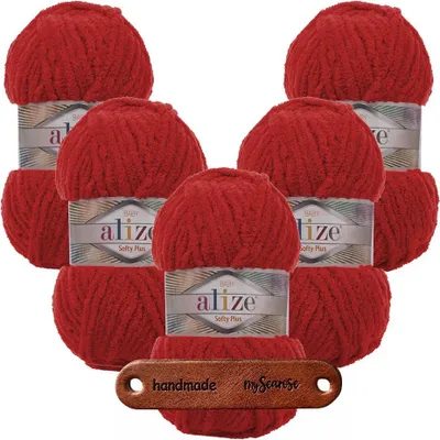 Produktbild von 5 x ALIZE Softy Plus 56 Red mit Label