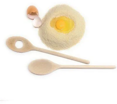 Image de Set de cuillères en bois de hêtre, 2 cuillères en bois naturel - Ustensiles de cuisine aides alimentaires, accessoires de cuisine