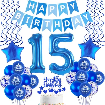 Immagine prodotto di Set di 15 palloncini blu per decorazioni di compleanno