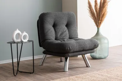 Produktbild von Hanah Home, Misa Small Solo - Dark Grey, 1-Sitzer-Schlafsofa, 100 % METALL, Dunkelgrau, 110 x 70 cm