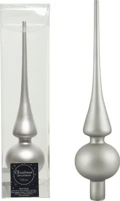 Produktbild von Christbaumspitze Echt Glas 26 x 6 cm Matt Glanz Weihnachtsbaum Spitze Baumspitze Christbaumschmuck Deko, Farbe:Misty Grey Matt