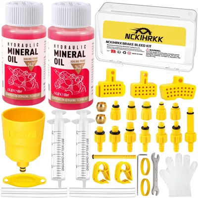 Zdjęcie produktu dla Zestaw do odpowietrzania hamulców tarczowych NCKIHRKK, przeznaczony do hamulców Shimano, zawierający 120 ml płynu hamulcowego. Zestaw do odpowietrzania hamulców rowerowych, kompatybilny z Shimano, MAGURA i TEKTRO